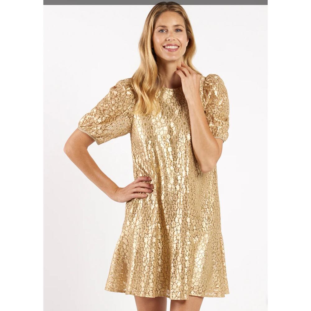 Jude Connally NWT Gold Cheetah Harper Dress Lace size XS $308